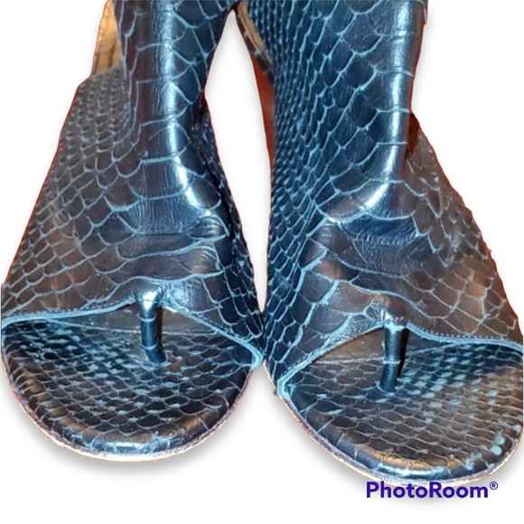 Zero + Maria Cornejo Black Snake Embossed Leather Mules - Picture 3 of 10